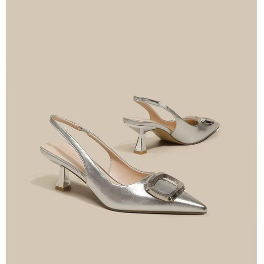 Pointed Toe Classy High Heels High-grade French Square Buckle