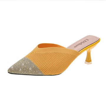 Simple Pointed Toe Flying Woven Stiletto High Heel Sandals
