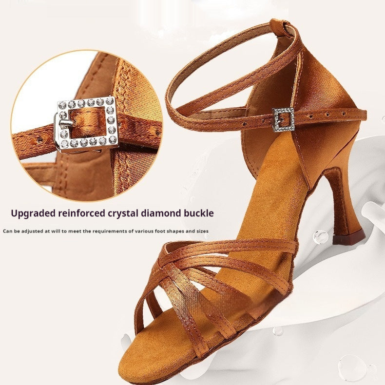 Soft Bottom Satin Grade National Standard Dance Competition Latin Dancing Shoes